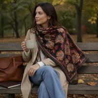 Vintage Tassel Scarf Ethnic Style Cashmere Shawl Large Warm Wrap for Winter