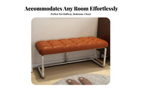 Comfortable Cushion Tufted Entryway Stool High-Density Sponge Padding Button-Tufted Ottoman Multi-Purpose Upholstered Bench Sturdy Frame for Families, Homeowners, Interior Designers, Cloakroom, Living Room, Bedroom