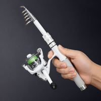 Kids Telescopic Fishing Rod 1.6m White Fiberglass Lure River Fishing