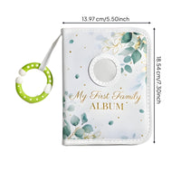 Baby Photo Album Stitched Edges Fabric Baby Album Photo Keepsake Book Eucalyptus Foliage Floral Print for New Parents, Nursery