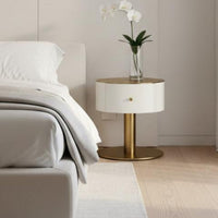 Italianinfluenced Round Side Table Light Luxury Cylindrical highlight Table Minimalist Design Nightstand Modern & aesthetic for Interior Designers, Homeowners, Bedroom, Small areas, Living Room, Lounge