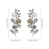 2 Pieces Botanical Metal Wall Hanging American Design Floral Branch Leaf Wall Decor 3D Design House Decoration for Bedroom