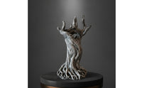 Wood-Grain Tree Root Vase Weathered Trunk Style Planter Sculptural Planter with Drainage Hole Rustic for Goths, Tabletop Displays, Halloween Decor