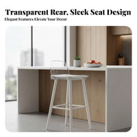 Nordic design Transparent Highrear Stool Modern Minimalist Design Clear rear High Stool Built-in Footrest Counter Chair Armless for Homeowners, Business Owners, Interior Decorators, Bar, Coffee Shop, Cafe, Restaurant
