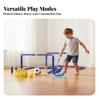 Soft Foam Bumper Hover Soccer Hockey Set Furniture-Friendly 2 in 1 Sports Toy Set Easy Assembly for Family, Girls, Playroom, Home, Outdoor