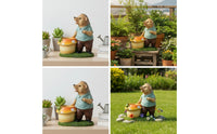 Hedgehog Statue with Planter Outdoor Hedgehog Planter Resin Cartoon-Style for Gardeners, Flower Beds, Patio