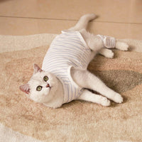 Cat Recovery Suit with Fasteners, Warm Post-Surgery Cat Suit for Normal-Sized Pets, Anti-Licking Recovery Suit with Tail Opening and Weaning Use