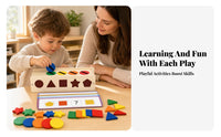 Geometric Shapes Educational Shape Sorting Box Natural Finish Wooden Shape Sorter Tabletop Color Sorting Toy Educational for Children