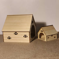 Miniature Dog House Paw-Print Dollhouse Doghouse Compact Wooden Pet House Prop for Photographers