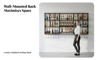 Wall Mounted Vino Rack Wrought Iron Industrial Bar Shelf Multifunctional Metal Vino and Glass Rack for Restaurant Owners, Homeowners, Dining Room, Pub