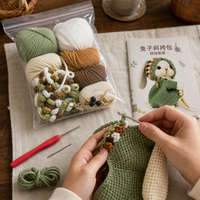 Hand-Crocheted Granny Square Big-Eared Rabbit DIY Knitting Material Kit for Shoulder/Backpack