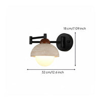 Natural Stone Shade Adjustable Swing Arm Wall Lamp Space Saving Swing Arm Wall Lamp Vintage Century Design LED Reading Sconce Easy to Install for Bedroom, Living Room