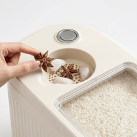 Rice Storage Container with Lid, Airtight Grain Storage Bucket, Cereal Dispenser with Measuring Cup, Kitchen Storage Container for Flour
