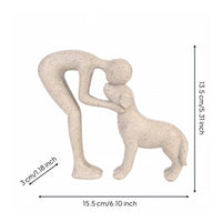 Human and Dog Statue Meaningful Gift Human and Dog Sculpture Compact Size Resin Figurine for Desk