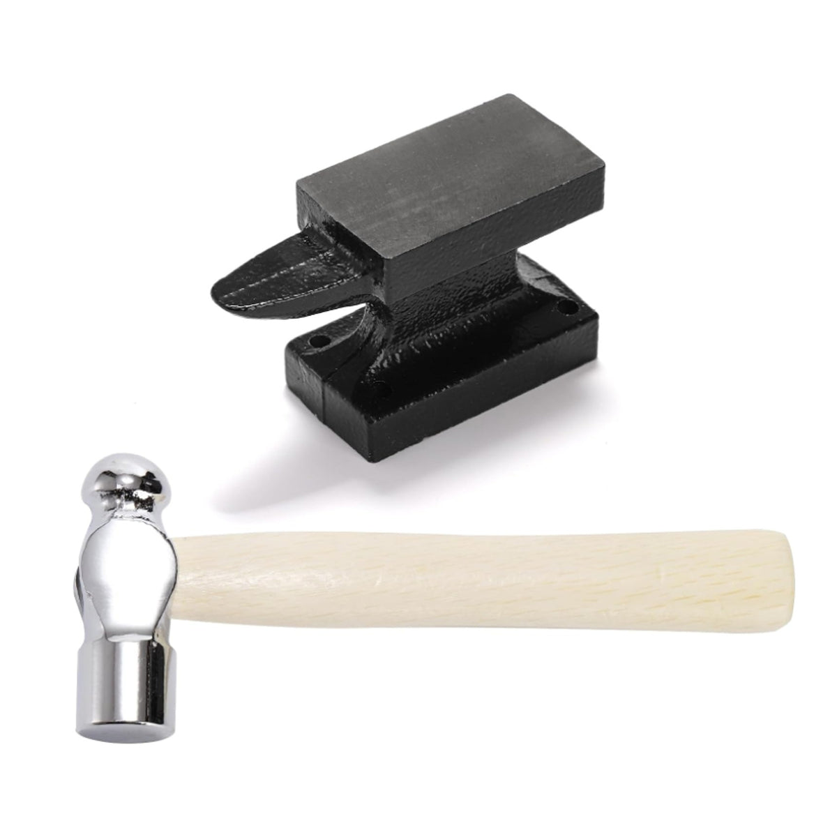 Small Single-Horn Anvil Base for Jewelry Making with Metal Ball Peen Hammer