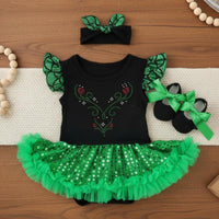 3 Pieces Tutu Romper Dress Ruffle Sleeves Flutter Sleeve Tutu Romper for Infants