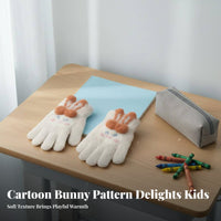 Warm children's Knitted Gloves Thickened Kids Five-Finger Gloves Cute Design for Girls, Toddlers, Snow Play, Cycling, Outdoor