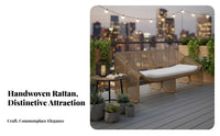 Weather Resistant Woven Armchair Waterproof Woven Low-Slung Seat Modern Design Outdoor Furniture Cushioned Comfort for Guesthouse Operators, Homeowners, Readers, Balcony, Garden, Courtyard, Poolside