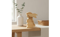 Wooden Bunny Figurine Creative Craft Wooden Rabbit Table Ornament for Bookshelf