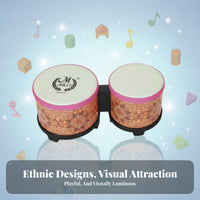 Sheepskin Drumhead Bongo Drum Set Goatskin Head Connected Bongo Drums Warm and Crisp Sound Percussion Instrument Reinforced Connection for Students, Beginners, Music Lovers, Education, Performance, Jam Sessions, Home Studio
