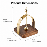 Napkin Holder for Table, Serviette Holder with Polished Metal & Walnut Base, Freestanding Serviette Holder for Kitchen, Dining Table Decor