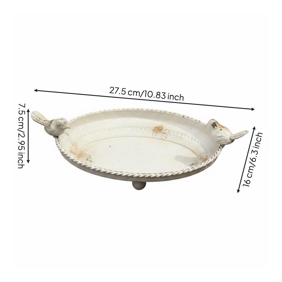 Vintage Planter Tray Rustic Look Metal Avian Tray Waterproof Coating Home Decor for Patio