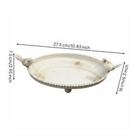 Vintage Planter Tray Rustic Look Metal Avian Tray Waterproof Coating Home Decor for Patio