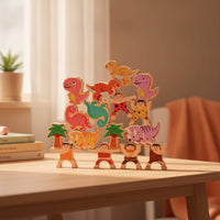 Dinosaur Stacking Toy Educational Wooden Stacking Toy Learning Wooden Balance Toys for Young Children, Preschoolers, Playroom, Kindergarten, Nursery