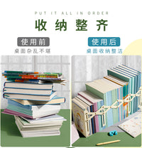 可伸缩书立架创意学生用书架书夹简易桌上折叠收纳拉伸书靠书挡板收缩放书的架子ins风桌面书籍收纳档高中生 5773C伸缩书立-大橘大利-加大号1个