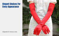 Long Satin-Feel Stretch Gloves, Vintage Party Cosplay, Women's Bridal Dress Accessory