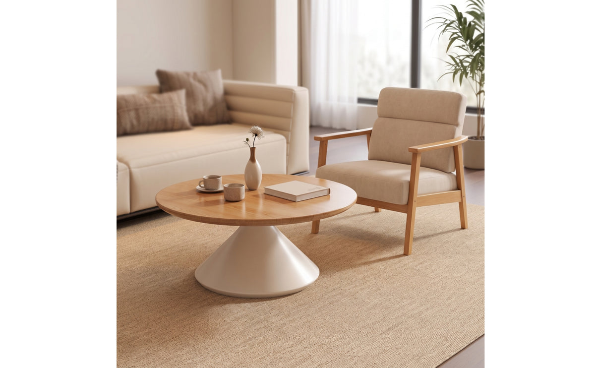 Pedestal Coffee Table Contemporary Circular Coffee Table Sturdy Furniture for Living Room, Sofa Side, Reading Corner