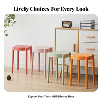 Nordic Design Stackable Plastic Stool Space-Saving Basic Utility Stool Lightweight Stacking Seat No Assembly Required for Adults, Kids, Homeowners, Living Room, Kitchen, Bedroom, Entryway