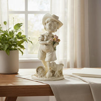 Resin Child Statue Cute Design Garden Ornament for Gardeners, Outdoor, Patio