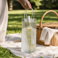 PVC Transparent Wine Bottle Cooler Bag with Handle for Champagne & Red Wine, Picnic & Gift
