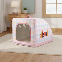 Soft-Sided Pet House Padded Cooling Pet House Transparent Window for Dogs, Cats, Indoors
