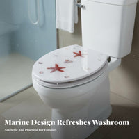 Thickened Design Universal Toilet Seat Easy to Install Resin Toilet Seat Solid Construction Bathroom Fixture Heavy Duty for Homeowners, DIY Enthusiasts, Beach House Owners