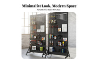 Freestanding Pegboard Organizer Multipurpose Floor Standing Pegboard Multi-Functional Metal Organizer with Wheels for Retailers, Mechanics, Exhibition