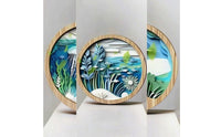 5 Pieces Wooden Wall Plaque Easy-to-Hang Wooden Plaque with Sheet Round for Living Room, Entryway, Bedroom