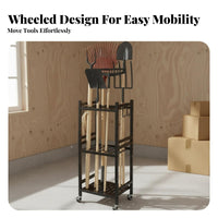Mobile Design Garden Tool Rack Space-Saving Garden Tool Organizer Heavy Duty Easy Assembly for Farmers, Gardeners, Basement, Warehouse