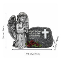 Intricate Details Kneeling Angel Statue Gift Idea Cross Memorial Ornament Hand-Painted for Graveyard