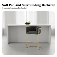 Luxury Design Honeycomb Back High Stool With Backrest Counter Chair Stable Base Seating Furniture Upholstered Seat for Bar Owners, Homeowners, Adults, Restaurant, Cafe, Kitchen Island, Dining Room