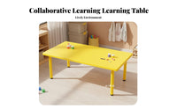 Kindergarten Learning Desk Easy to Clean Rectangular Group Table Sturdy Multi-Child Activity Table for Young Children, Parents, Playroom, Meal Time