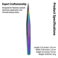 Tweezers for Lash Technicians, Stainless Steel Curved Tip with Textured, Fine Isolation for Professional Application