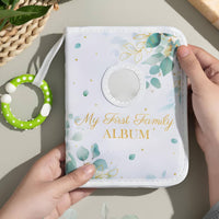 Baby Photo Album Stitched Edges Fabric Baby Album Photo Keepsake Book Eucalyptus Foliage Floral Print for New Parents, Nursery