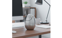 Egg-Shaped Desktop Trash Can Modern Style Egg Shape Trash Can Easy to Clean Stainless Steel Mini Garbage Bin for Vanity
