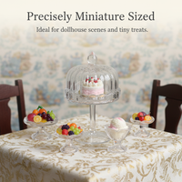Miniature Dollhouse Glass Cake Dessert Display Dome Fruit Plate Ice Cream Cup