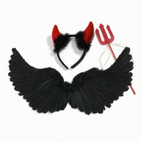 Feathered Wings with Headband and Three-Pronged Spear Layered Three-Pronged Spear Comfortable Costume Set Easy to Wear for Stage Performances