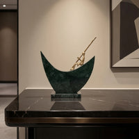 Abstract Sculpture with Marble Base Modern Abstract Sculpture Artistic Tabletop Decor for Office, Entryway
