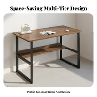 Minimalist Design Simple Computer Desk Space Saving Computer Desk Easy Assembly Student Study Table Sturdy Structure for Students, Adults, Writers, Bedroom, Apartment, Dorm Room