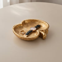 Fruit-Shaped Tray Gold-Colored Resin Tray for Entry Console, Coffee Table